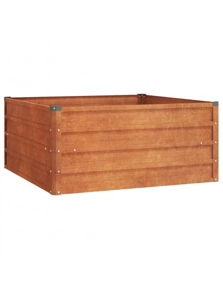 Letto Rialzato da Giardino Ruggine 100x100x45 cm Acciaio Corten