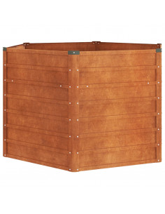 Letto Rialzato da Giardino Ruggine 129x129x77 cm Acciaio Corten 2