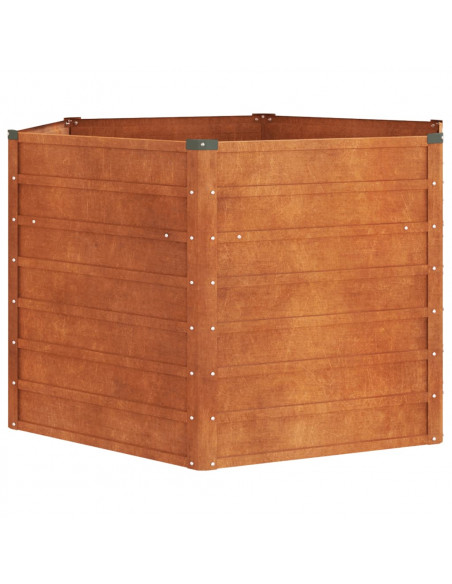 Letto Rialzato da Giardino Ruggine 129x129x77 cm Acciaio Corten