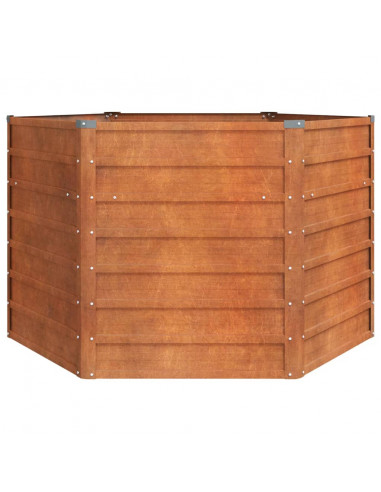 Letto Rialzato da Giardino Ruggine 129x129x77 cm Acciaio Corten