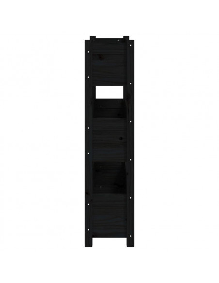 Fioriera Nera 77x25x104,5 cm in Legno Massello di Pino