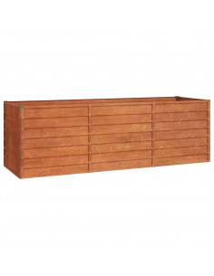 Letto Rialzato da Giardino Ruggine 240x80x77 cm Acciaio Corten 2