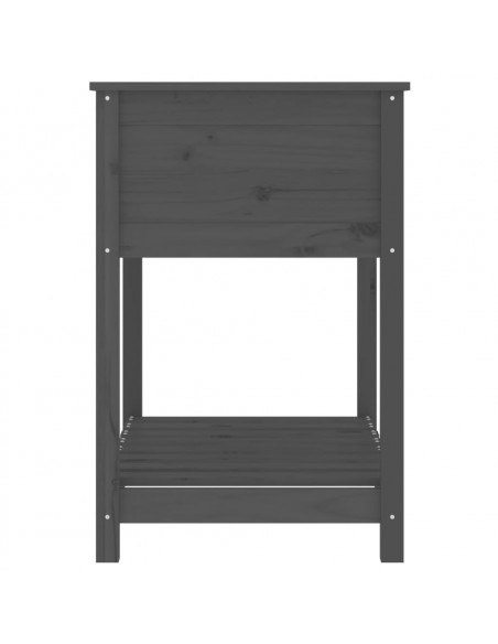Fioriera con Mensola Grigia 82,5x54x81cm in Legno Massello Pino
