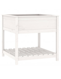 Fioriera con Mensola Bianca 82,5x82,5x81 cm Legno Massello Pino 2