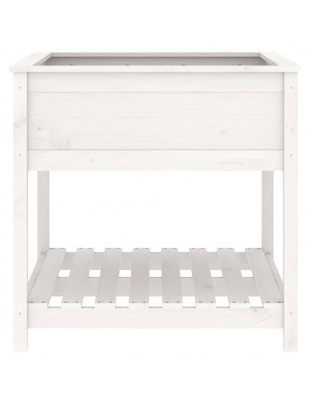 Fioriera con Mensola Bianca 82,5x82,5x81 cm Legno Massello Pino