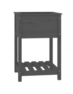 Fioriera con Mensola Grigia 54x54x81 cm Legno Massello di Pino 2