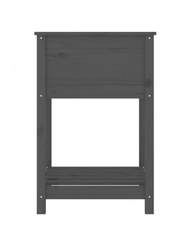 Fioriera con Mensola Grigia 54x54x81 cm Legno Massello di Pino