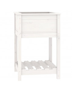 Fioriera con Mensola Bianca 54x54x81 cm Legno Massello di Pino 2