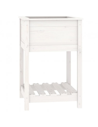 Fioriera con Mensola Bianca 54x54x81 cm Legno Massello di Pino