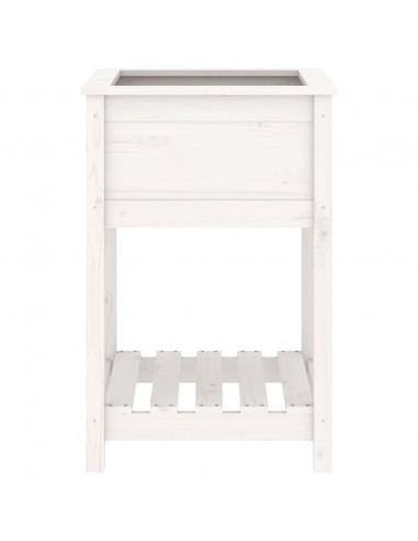 Fioriera con Mensola Bianca 54x54x81 cm Legno Massello di Pino