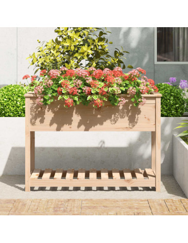 Fioriera con Mensola 111,5x54x81 cm in Legno Massello di Pino
