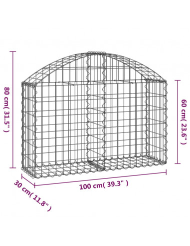 Cesto Gabbione ad Arco 100x30x60/80 cm Ferro Zincato