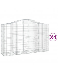 Cesti Gabbioni ad Arco 4 pz 200x50x120/140 cm Ferro Zincato 2