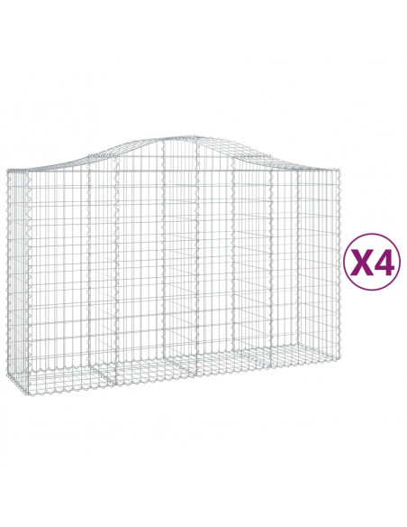 Cesti Gabbioni ad Arco 4 pz 200x50x120/140 cm Ferro Zincato