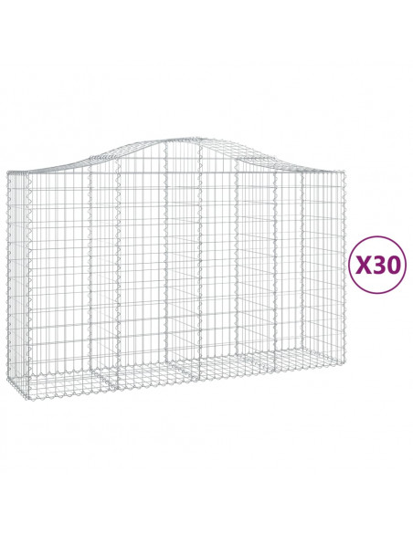 Cesti Gabbioni ad Arco 30 pz 200x50x120/140 cm Ferro Zincato
