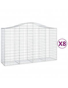 Cesti Gabbioni ad Arco 8 pz 200x50x120/140 cm Ferro Zincato 2