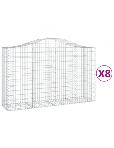 Cesti Gabbioni ad Arco 8 pz 200x50x120/140 cm Ferro Zincato