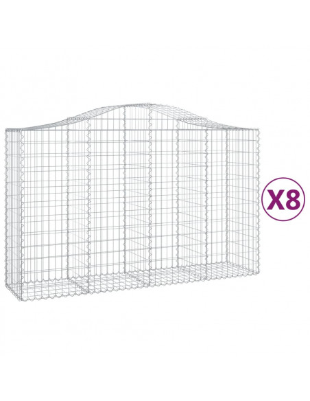 Cesti Gabbioni ad Arco 8 pz 200x50x120/140 cm Ferro Zincato