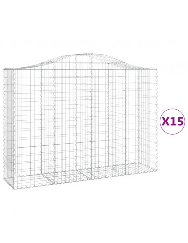 Cesti Gabbioni ad Arco 15 pz 200x50x140/160 cm Ferro Zincato