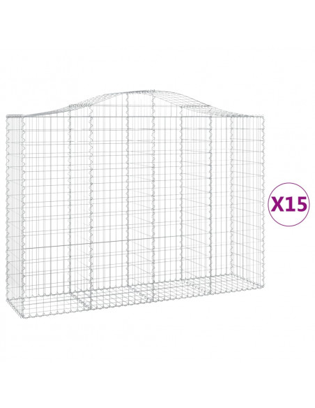 Cesti Gabbioni ad Arco 15 pz 200x50x140/160 cm Ferro Zincato