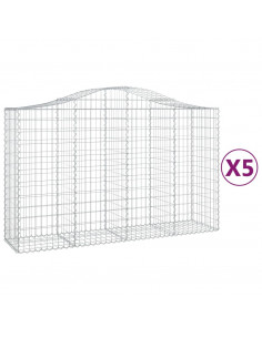 Cesti Gabbioni ad Arco 5 pz 200x50x120/140 cm Ferro Zincato 2