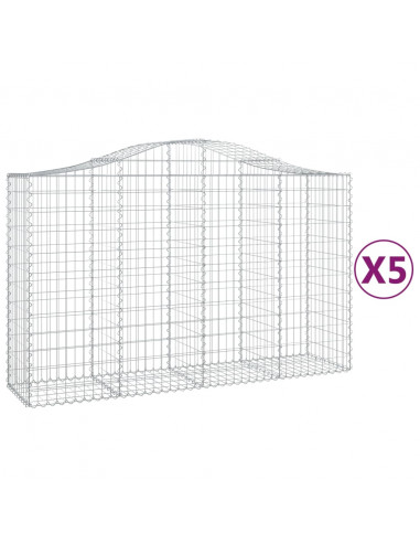 Cesti Gabbioni ad Arco 5 pz 200x50x120/140 cm Ferro Zincato