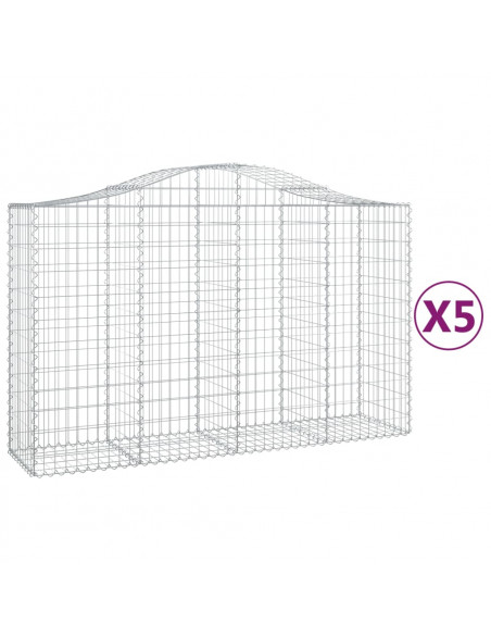 Cesti Gabbioni ad Arco 5 pz 200x50x120/140 cm Ferro Zincato