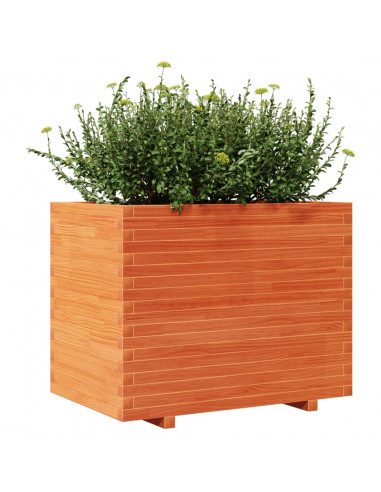 Fioriera Giardino Marrone Cera 90x60x72 cm Legno Massello Pino