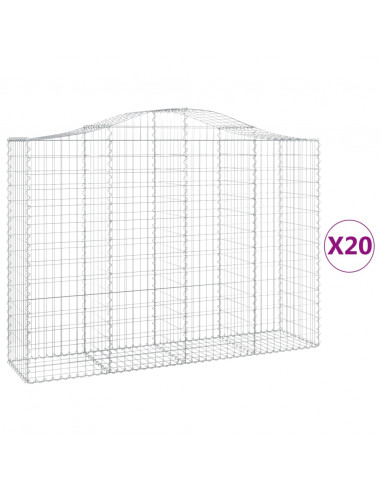 Cesti Gabbioni ad Arco 20 pz 200x50x140/160 cm Ferro Zincato