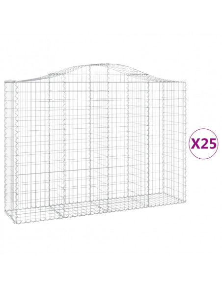 Cesti Gabbioni ad Arco 25 pz 200x50x140/160 cm Ferro Zincato
