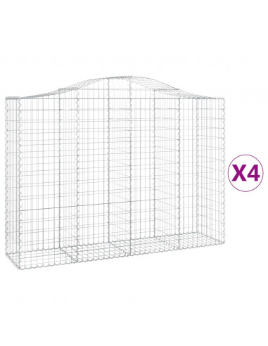 Cesti Gabbioni ad Arco 4 pz 200x50x140/160 cm Ferro Zincato