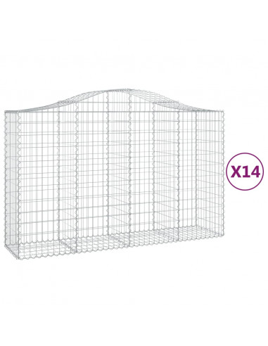 Cesti Gabbioni ad Arco 14 pz 200x50x120/140 cm Ferro Zincato
