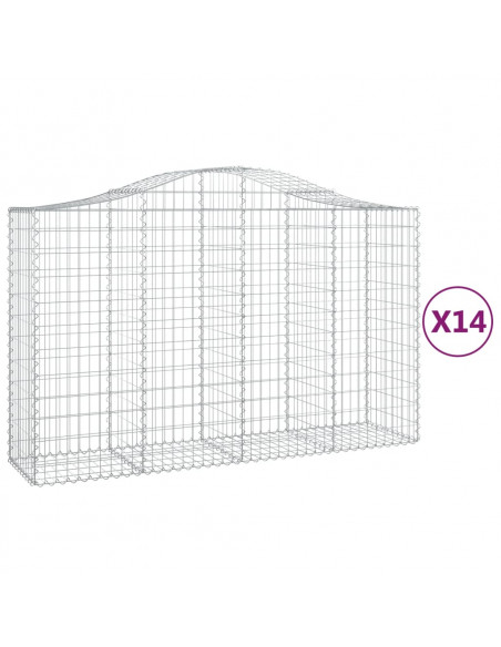 Cesti Gabbioni ad Arco 14 pz 200x50x120/140 cm Ferro Zincato