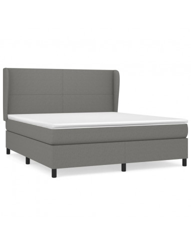 Giroletto a Molle con Materasso Grigio Scuro 180x200 cm Tessuto