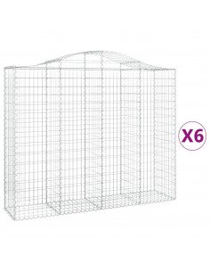 Cesti Gabbioni ad Arco 6 pz 200x50x160/180 cm Ferro Zincato 2