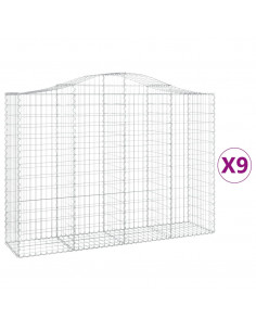 Cesti Gabbioni ad Arco 9 pz 200x50x140/160 cm Ferro Zincato 2