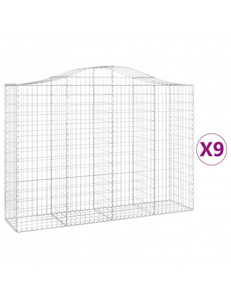Cesti Gabbioni ad Arco 9 pz 200x50x140/160 cm Ferro Zincato