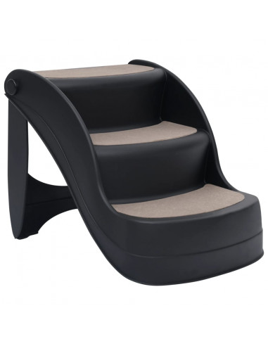 Scala per Cani Pieghevole con 3 Gradini Nera
