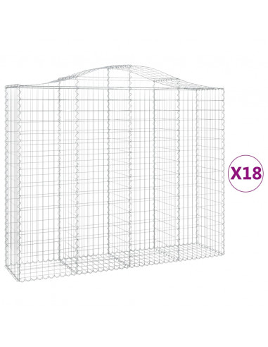 Cesti Gabbioni ad Arco 18 pz 200x50x160/180 cm Ferro Zincato