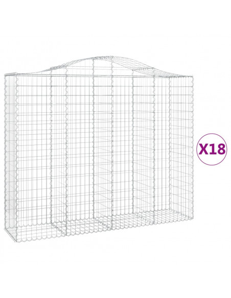 Cesti Gabbioni ad Arco 18 pz 200x50x160/180 cm Ferro Zincato