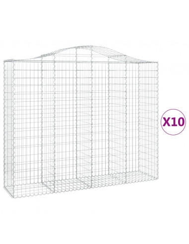 Cesti Gabbioni ad Arco 10 pz 200x50x160/180 cm Ferro Zincato