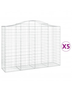 Cesti Gabbioni ad Arco 5 pz 200x50x140/160 cm Ferro Zincato 2