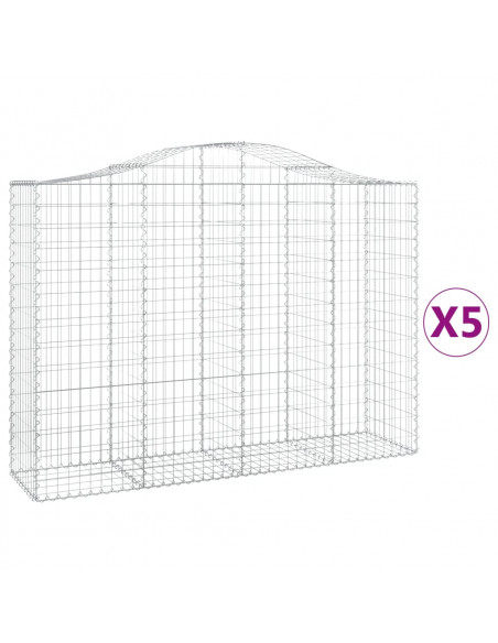 Cesti Gabbioni ad Arco 5 pz 200x50x140/160 cm Ferro Zincato