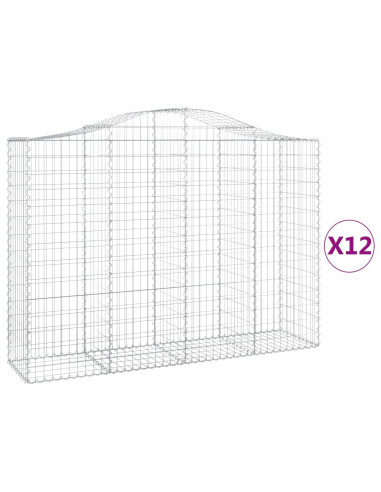 Cesti Gabbioni ad Arco 12 pz 200x50x140/160 cm Ferro Zincato