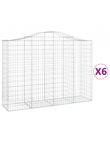 Cesti Gabbioni ad Arco 6 pz 200x50x140/160 cm Ferro Zincato