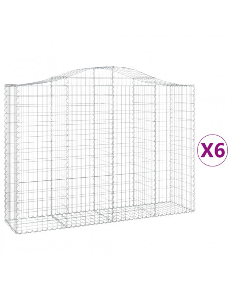 Cesti Gabbioni ad Arco 6 pz 200x50x140/160 cm Ferro Zincato