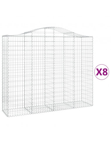 Cesti Gabbioni ad Arco 8 pz 200x50x160/180 cm Ferro Zincato