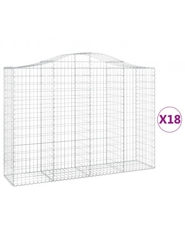 Cesti Gabbioni ad Arco 18 pz 200x50x140/160 cm Ferro Zincato
