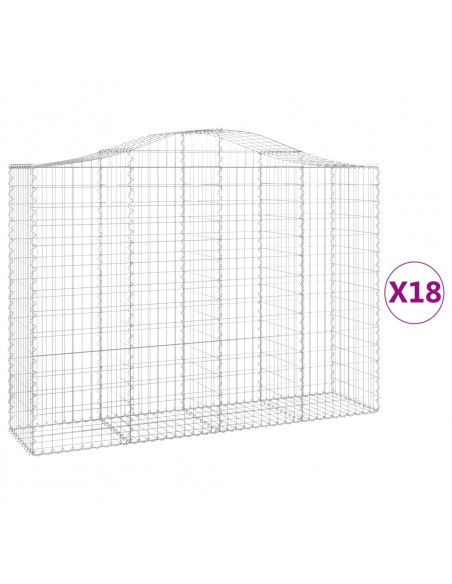 Cesti Gabbioni ad Arco 18 pz 200x50x140/160 cm Ferro Zincato