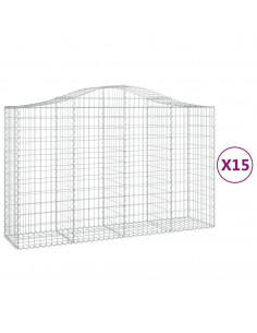 Cesti Gabbioni ad Arco 15 pz 200x50x120/140 cm Ferro Zincato 2